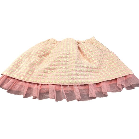 Gold & Pink Metallic Toddler Skirt Polka Dot Tulle Layer Elastic Waist 3T JJ3928 - Picture 5 of 7